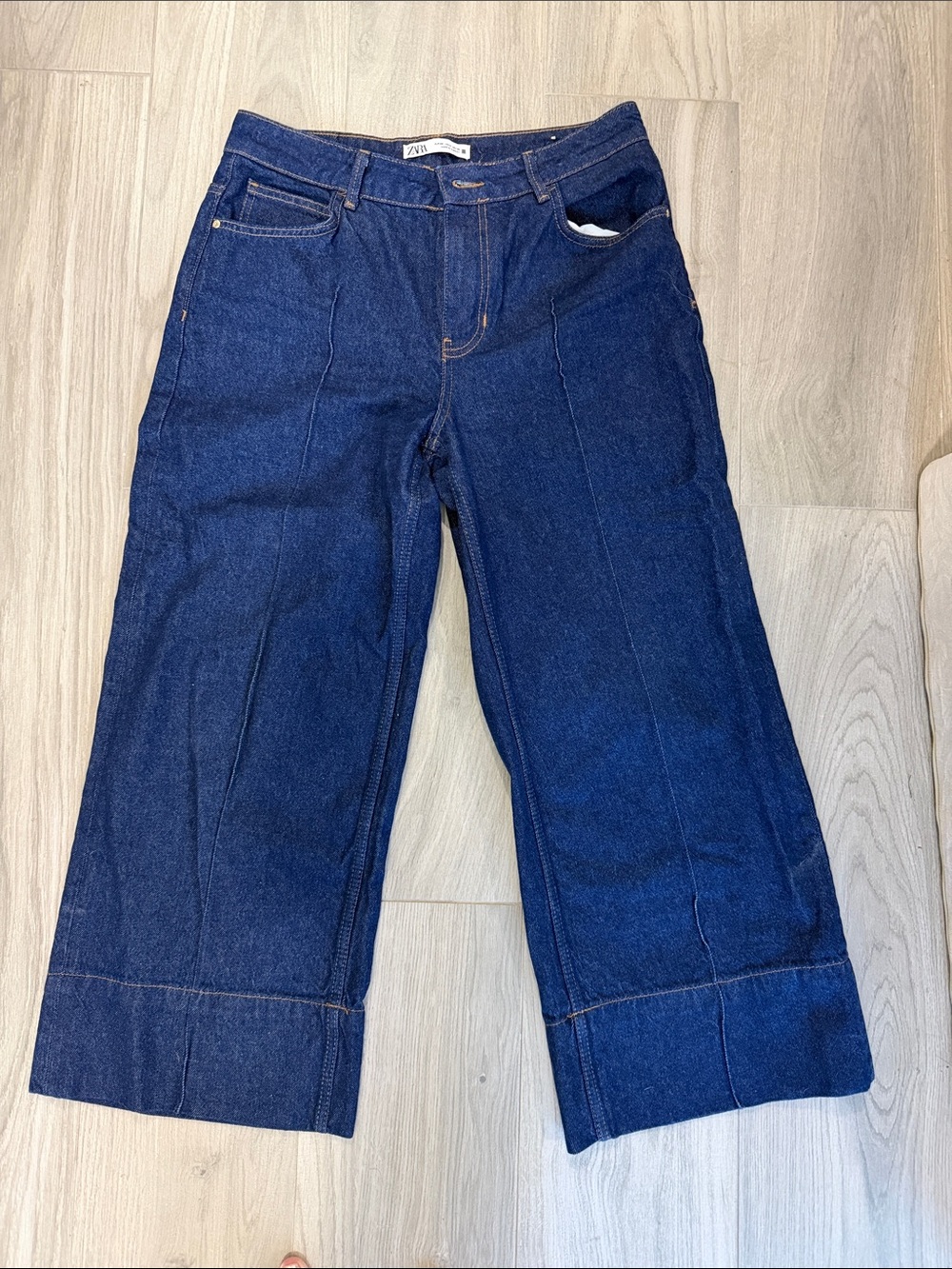 Zara Indigo Wide-Leg Jeans size 8